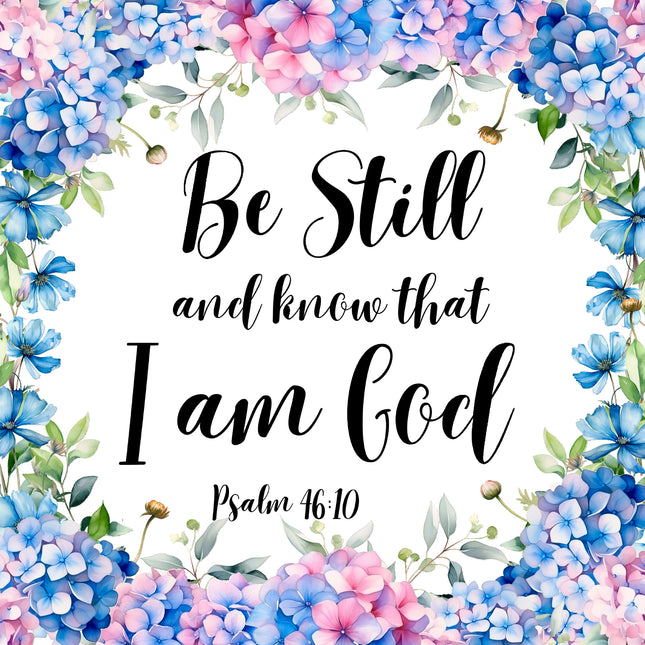 Psalm 46:10 Bible Verse Scripture 100% Cotton Fabric Panel Block AB3000