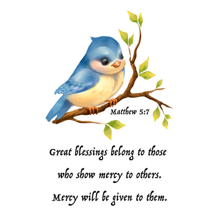 Matthew 5:7 Bible Verse Scripture 100% Cotton Fabric Panel Block AB3004