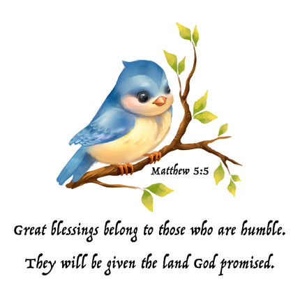 Matthew 5:5 Bible Verse Scripture 100% Cotton Fabric Panel Block AB3005