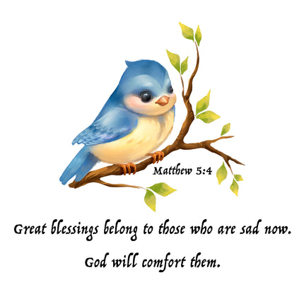 Matthew 5:4 Bible Verse Scripture 100% Cotton Fabric Panel Block AB3006