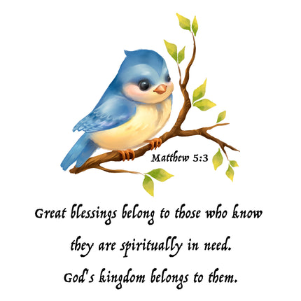 Matthew 5:3 Bible Verse Scripture 100% Cotton Fabric Panel Block AB3007