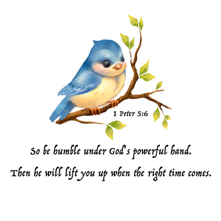 1 Peter 5:6 Bible Verse Scripture 100% Cotton Fabric Panel Block AB3008