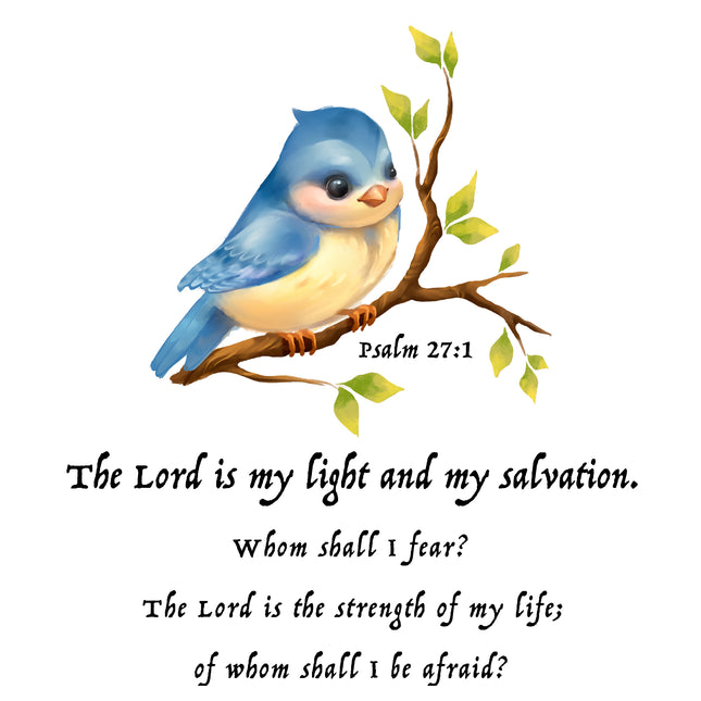 Psalm 27:1 Bible Verse Scripture 100% Cotton Fabric Panel Block AB3010