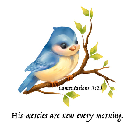 Lamentations 3:23 Bible Verse Scripture 100% Cotton Fabric Panel Block AB3017
