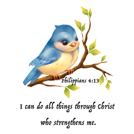 Philippians 4:13 Bible Verse Scripture 100% Cotton Fabric Panel Block AB3022