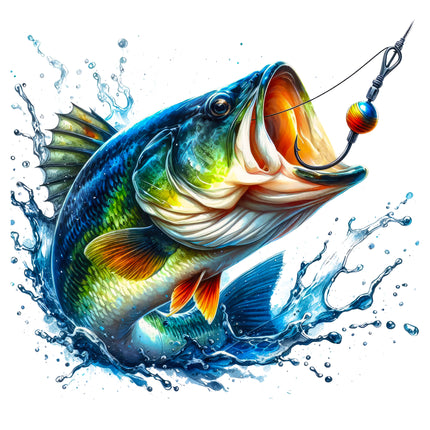 Fish Fishing 100% Cotton Fabric Panel Block AB601