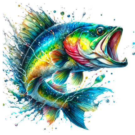 fish with water splashes fabric panel