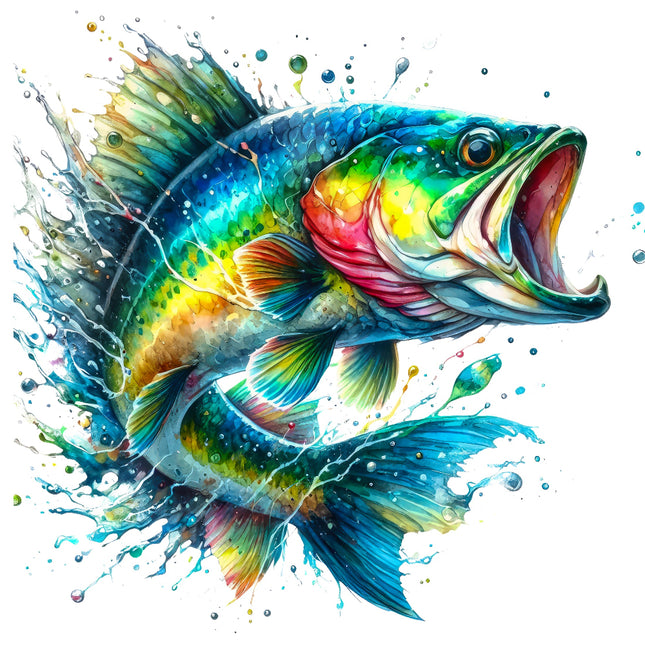 fish with water splashes fabric panel