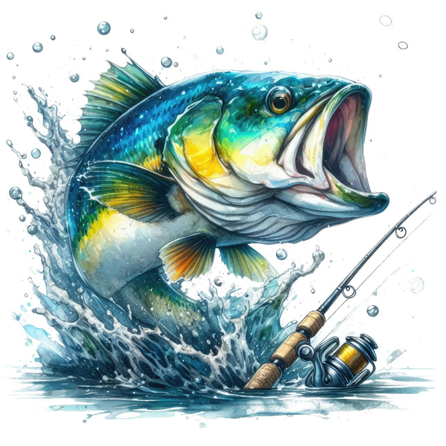 large fish leaping out of water quilt block