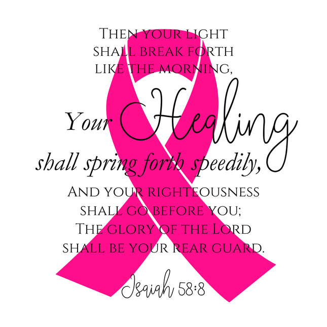 Bible Verse Isaiah 58:8 Pink Ribbon 100% Cotton Fabric Panel Block AB710