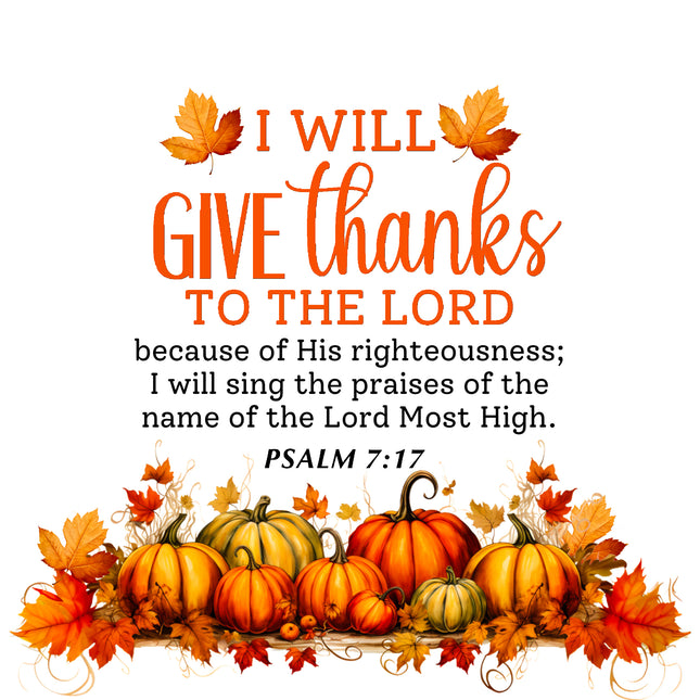 Bible Verse Psalm 7:17 Thanksgiving 100% Cotton Fabric Panel Block AB800