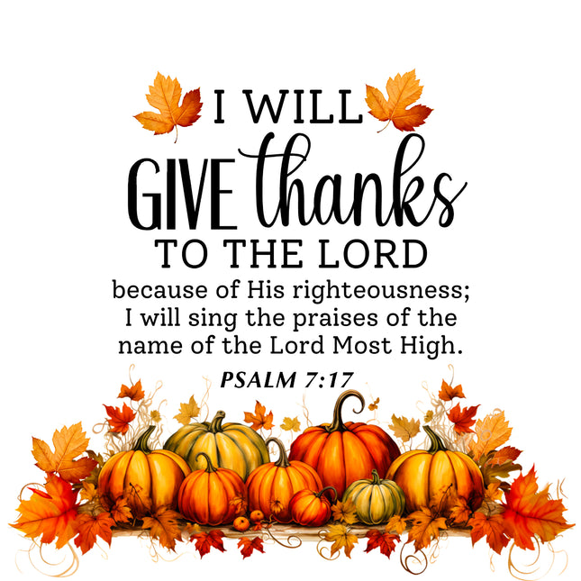 Bible Verse Psalm 7:17 Thanksgiving 100% Cotton Fabric Panel Block AB801