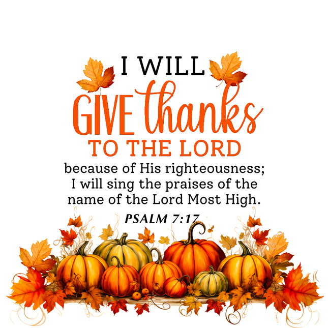 Bible Verse Psalm 7:17 Thanksgiving 100% Cotton Fabric Panel Block AB804