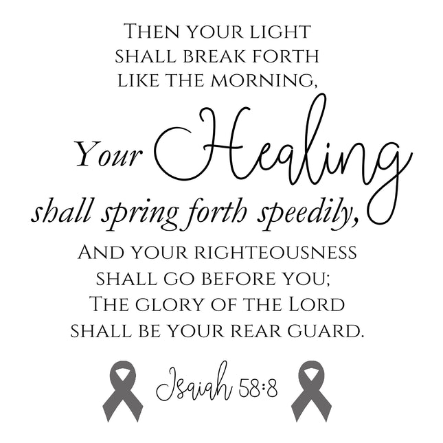 Isaiah 58:8 Gray Ribbon Bible Verse 100% Cotton Fabric Panel Block AB853