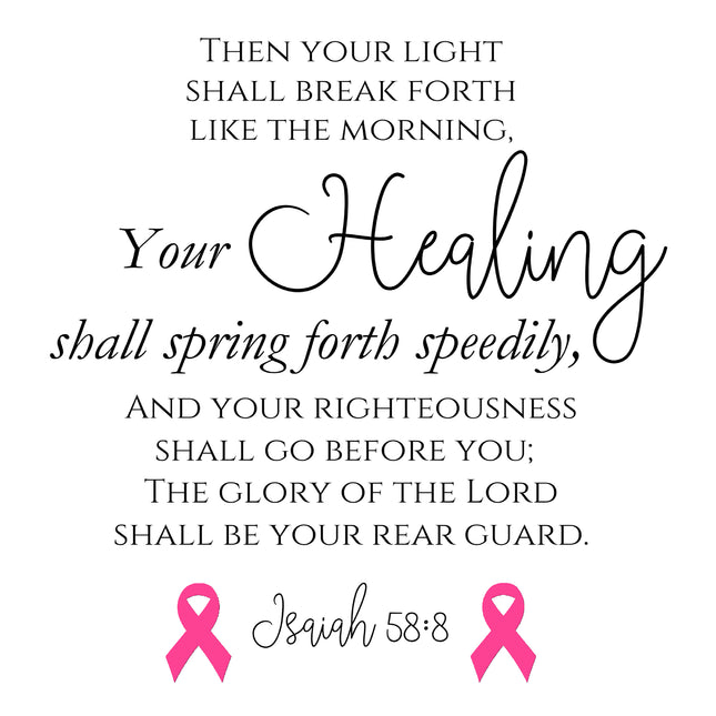 Isaiah 58:8 Pink Ribbon Bible Verse 100% Cotton Fabric Panel Block AB856