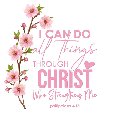 Philippians 4:13 Bible Verse 100% Cotton Fabric Panel Block AB890