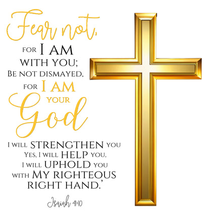 Isaiah 41:10 Cross Bible Verse 100% Cotton Fabric Panel Block AB905