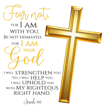 Isaiah 41:10 Cross Bible Verse 100% Cotton Fabric Panel Block AB906