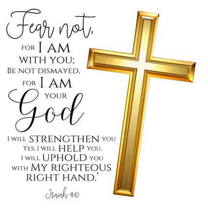 Isaiah 41:10 Cross Bible Verse 100% Cotton Fabric Panel Block AB907