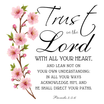 Proverbs 3:5-6 Bible Verse 100% Cotton Fabric Panel Block AB913
