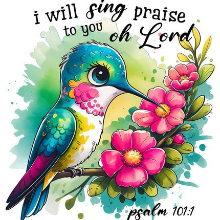 Psalm 101:1 Bible Verse 100% Cotton Fabric Panel Block AB957