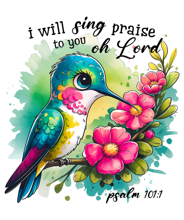 Psalm 101:1 Bible Verse 100% Cotton Fabric Panel Block AB957