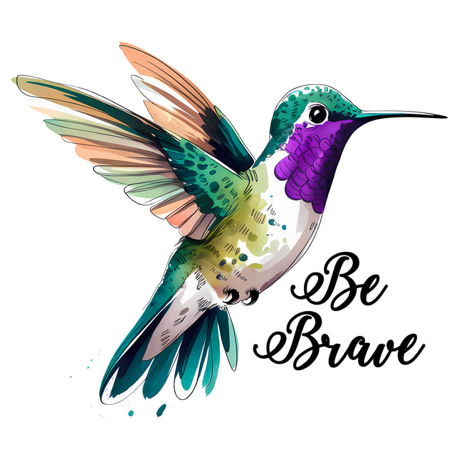 Hummingbird Be Brave 100% Cotton Fabric Panel Block AB958