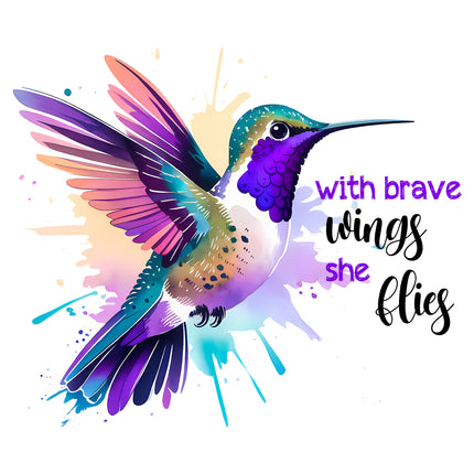 Hummingbird With Brave Wings She Flies 100% Cotton Fabric Panel Block AB960