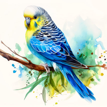 Colorful parrot on a branch fabric panel