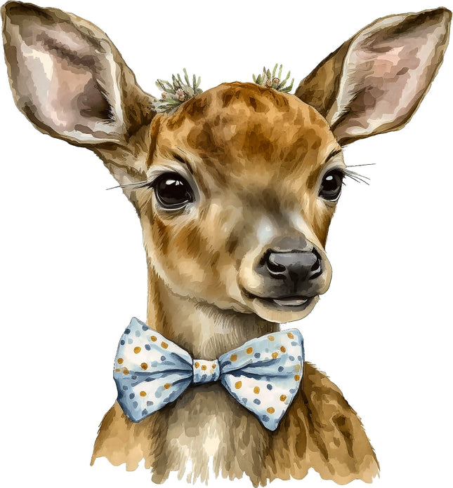 Deer Fawn Wearing Bowtie 100% Cotton Fabric Panel Block AC112