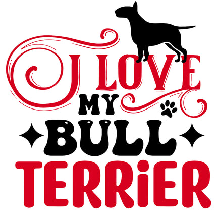 I Love My Bull Terrier 100% Cotton Fabric Panel Block AC116