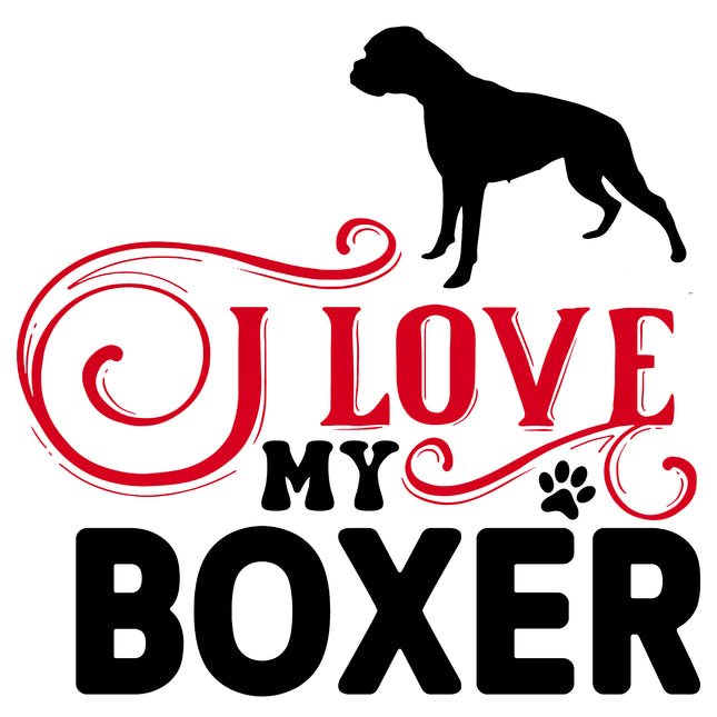 I Love My Boxer 100% Cotton Fabric Panel Block AC117
