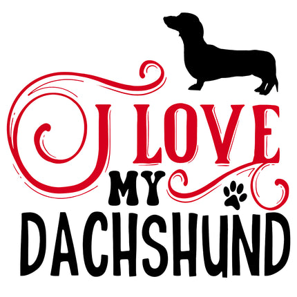 I Love My Dachshund 100% Cotton Fabric Panel Block AC120