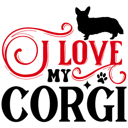 I Love My Corgi 100% Cotton Fabric Panel Block AC121