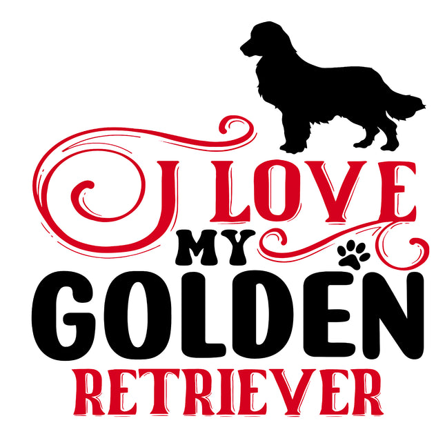 I Love My Golden Retriever 100% Cotton Fabric Panel Block AC122