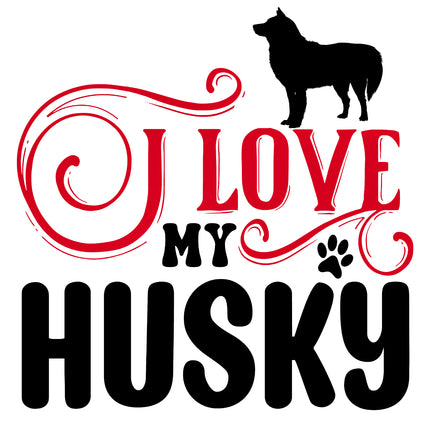 I Love My Husky 100% Cotton Fabric Panel Block AC123