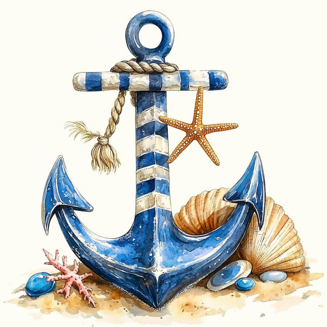 Blue anchor fabric panel