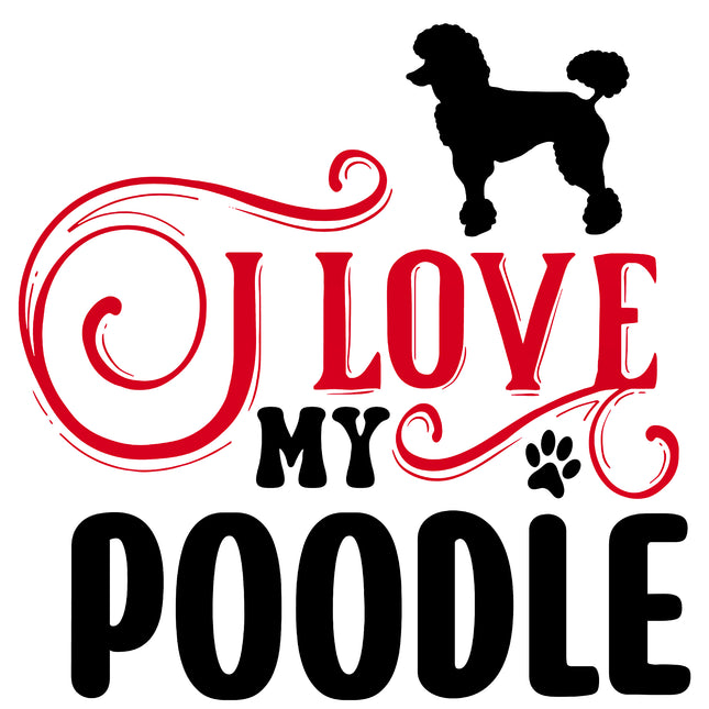 I Love My Poodle 100% Cotton Fabric Panel Block AC125