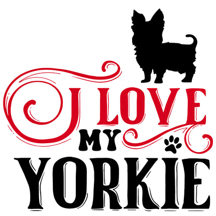 I Love My Yorkie 100% Cotton Fabric Panel Block AC127