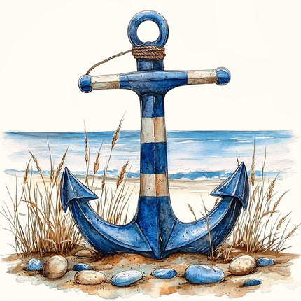 Blue anchor fabric panel