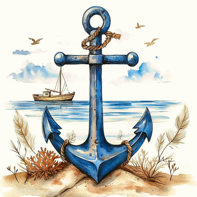 Blue anchor quilt panel