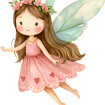 fairy with pink dress and flower crown quilt block