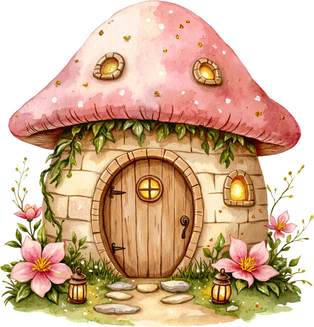 mushroom-shaped house fabric panel