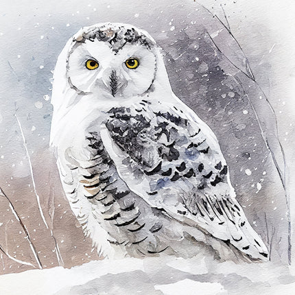 Snowy owl fabric panel