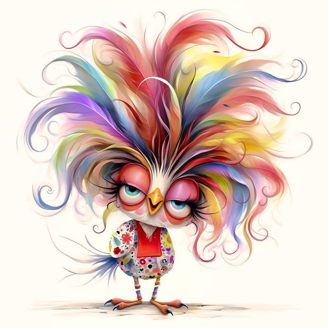 Colorful cartoon rooster fabric panel