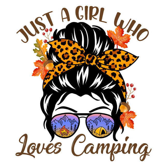 A Girl Who Loves Camping 100% Cotton Fabric Panel Block AC229