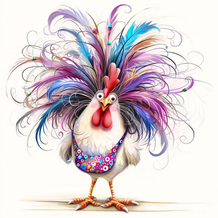 Colorful rooster quilt block