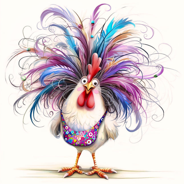 Colorful rooster quilt block