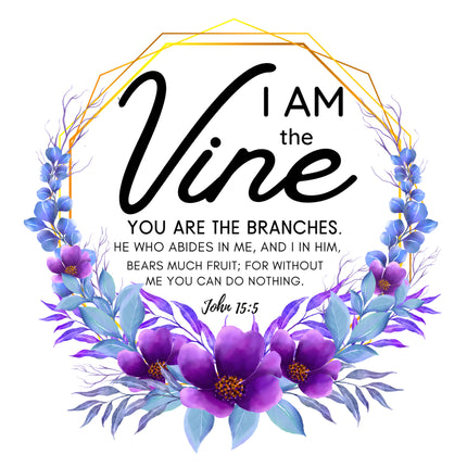 John 15:5 Bible Verse Scripture 100% Cotton Fabric Panel Block AC310