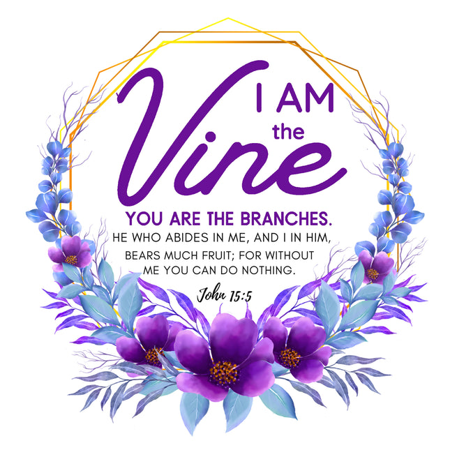 John 15:5 Bible Verse Scripture 100% Cotton Fabric Panel Block AC311